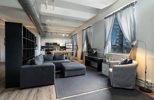 Downtown Edmonton Condo | Chic 2-bedroom Urban Loft Condo Near Rogers Place Ice District Downtown Edmonton