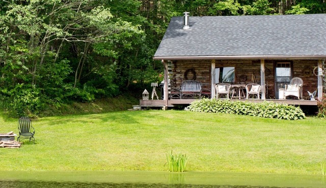 Charming Log Cabin on Private Pond Nestled in Woods Near Holiday Valley Resort