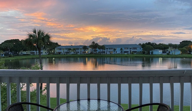 Large Waterfront Condo with private balcony, beautiful sunset views.