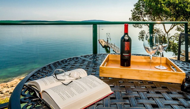 Luxurious Oceanfront Condo - panoramic ocean views - hot tub, pool and dock in Ladysmith