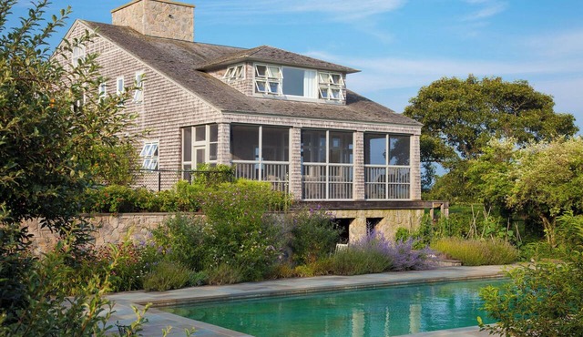 Menemsha Pond 4 BR contemporary with pool, views, pond and beach in Aquinnah