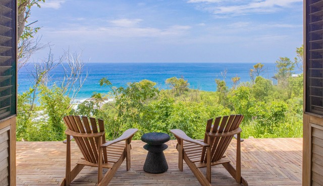 Peaceful oceanview retreat with 2 king suites, private pool & lush gardens