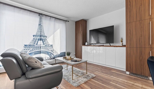 Pool/Patio/& Private Balcony in Downtown Edmonton, Private Parisian Condo in Edmonton