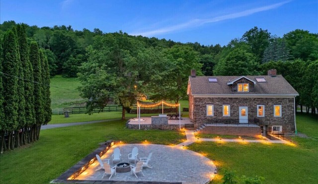 Stone Cottage w/Horses, Pond, Peloton & Hot Tub in Bloomville