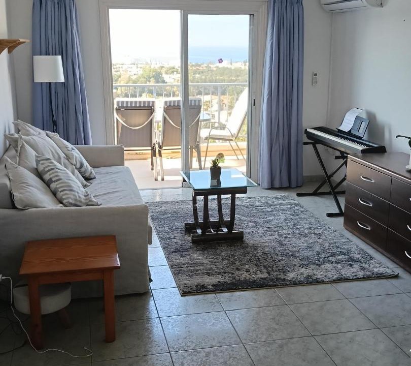 Chlorakas Apartment | Two BR Sea View with Balcony and Pool Paphos